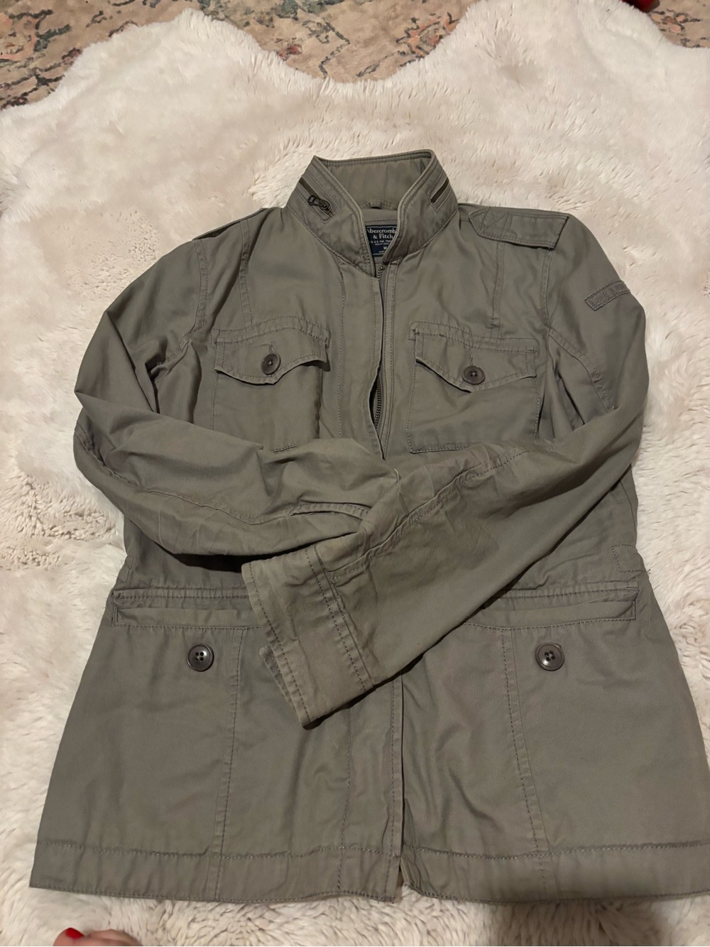 Abercrombie & Fitch Olive Green Military Field Jacket